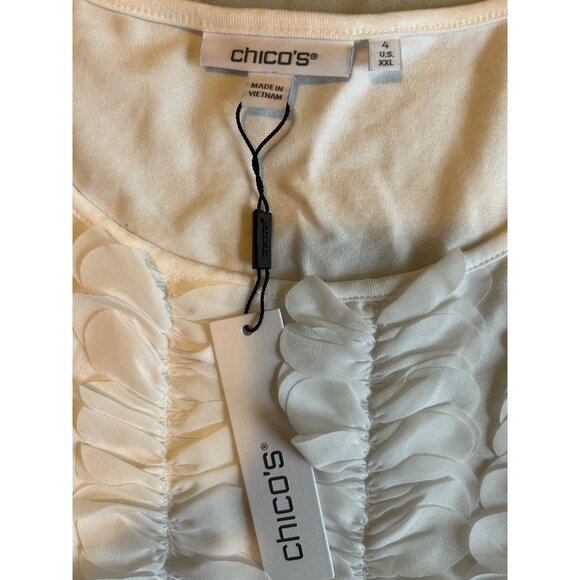 Chicos Cream PLUS Size 4 XXL NWT Sleeveless Layers of Ruffles Scoop Neck Stretch - Picture 5 of 10